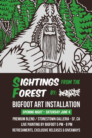 Bigfoot's "Sightings From The Forest" -installation at Premium Blend